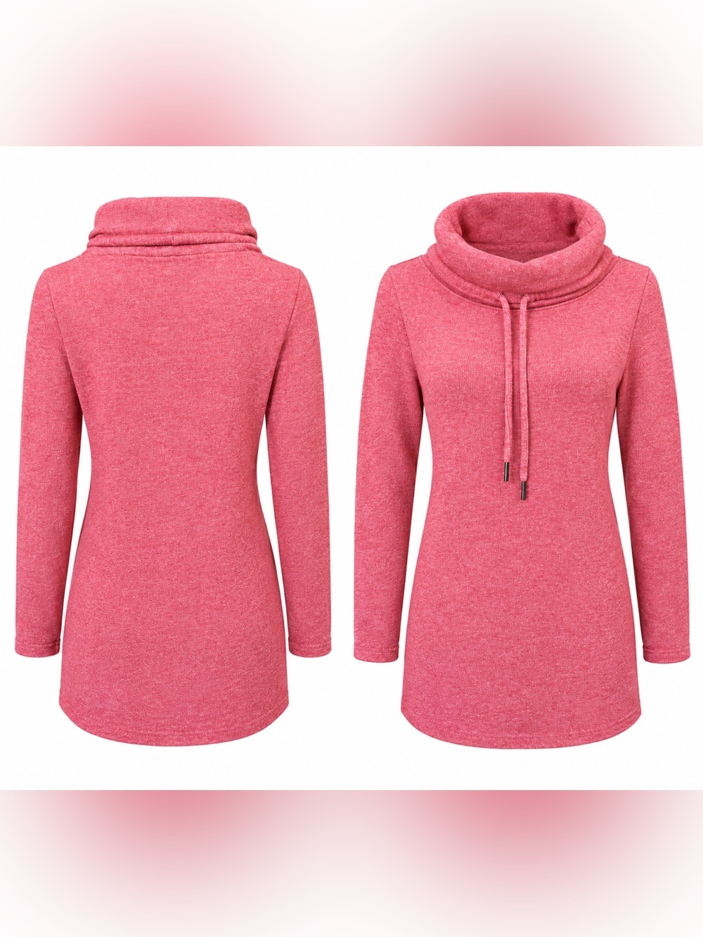 Talbots Pink Cowl Neck Drawstring Tunic Sweater Top Women’s Medium